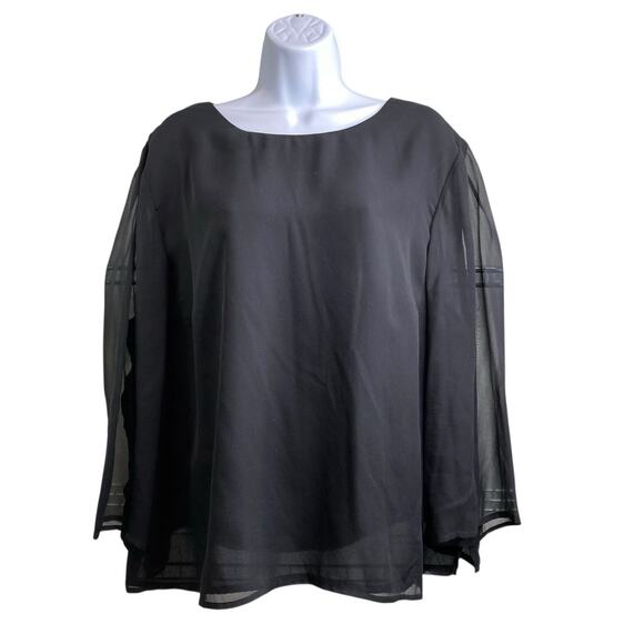 Maggy London Women's Black Silk Chiffon Blouse Size 20 Minimalist Lagenlook - Picture 1 of 9